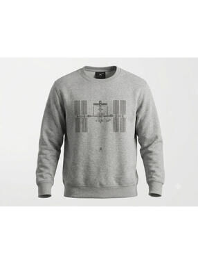 SpaceX ISS Dragon Crewneck Sweatshirt Mens M Heather Grey Space Station EUC